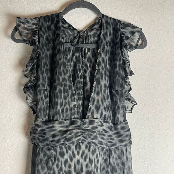America & Beyond Other - America & Beyond Sheer  Maxi Dress Swim Cover Up Animal Print XL High slit Beach
